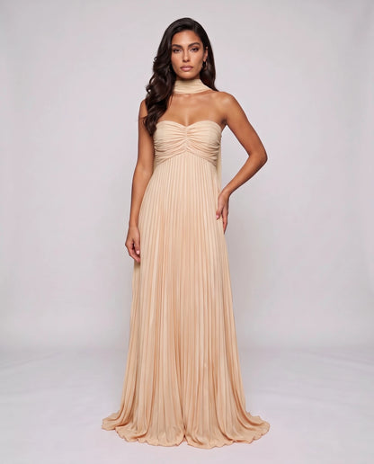 Chiffon Strapless Sweetheart Neckline A-Line Maxi Dress with Scarf for Party, Cocktail, Evening, Wedding Guest & Summer Event | SKU: AMD-584729163847251-CHAMPAGNE-L,AMD-584729163847251-CHAMPAGNE-M,AMD-584729163847251-CHAMPAGNE-S,AMD-584729163847251-CHAMPAGNE-XL,AMD-584729163847251-CHAMPAGNE-XS