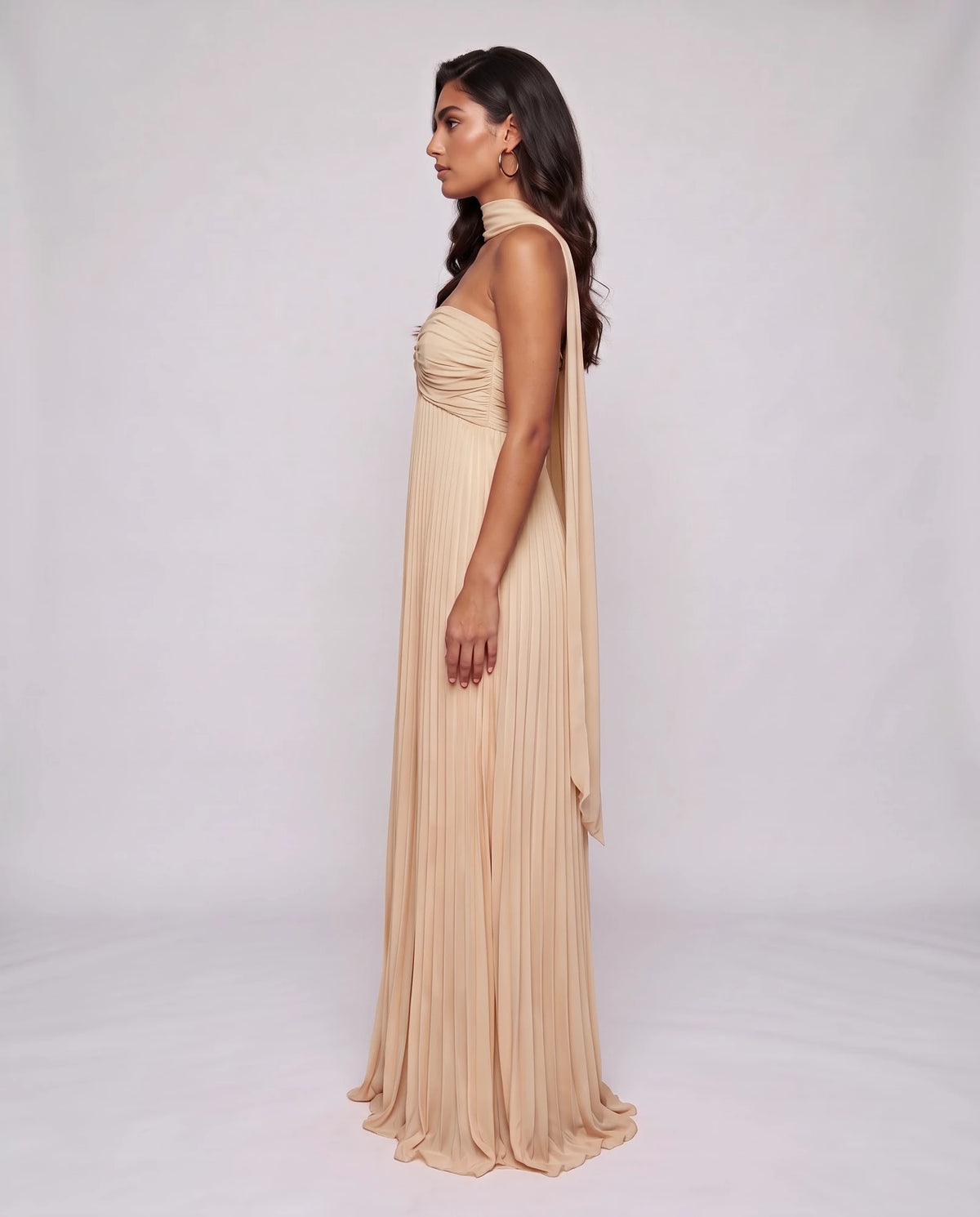 Chiffon Strapless Sweetheart Neckline A-Line Maxi Dress with Scarf for Party, Cocktail, Evening, Wedding Guest & Summer Event | SKU: AMD-584729163847251-CHAMPAGNE-L,AMD-584729163847251-CHAMPAGNE-M,AMD-584729163847251-CHAMPAGNE-S,AMD-584729163847251-CHAMPAGNE-XL,AMD-584729163847251-CHAMPAGNE-XS