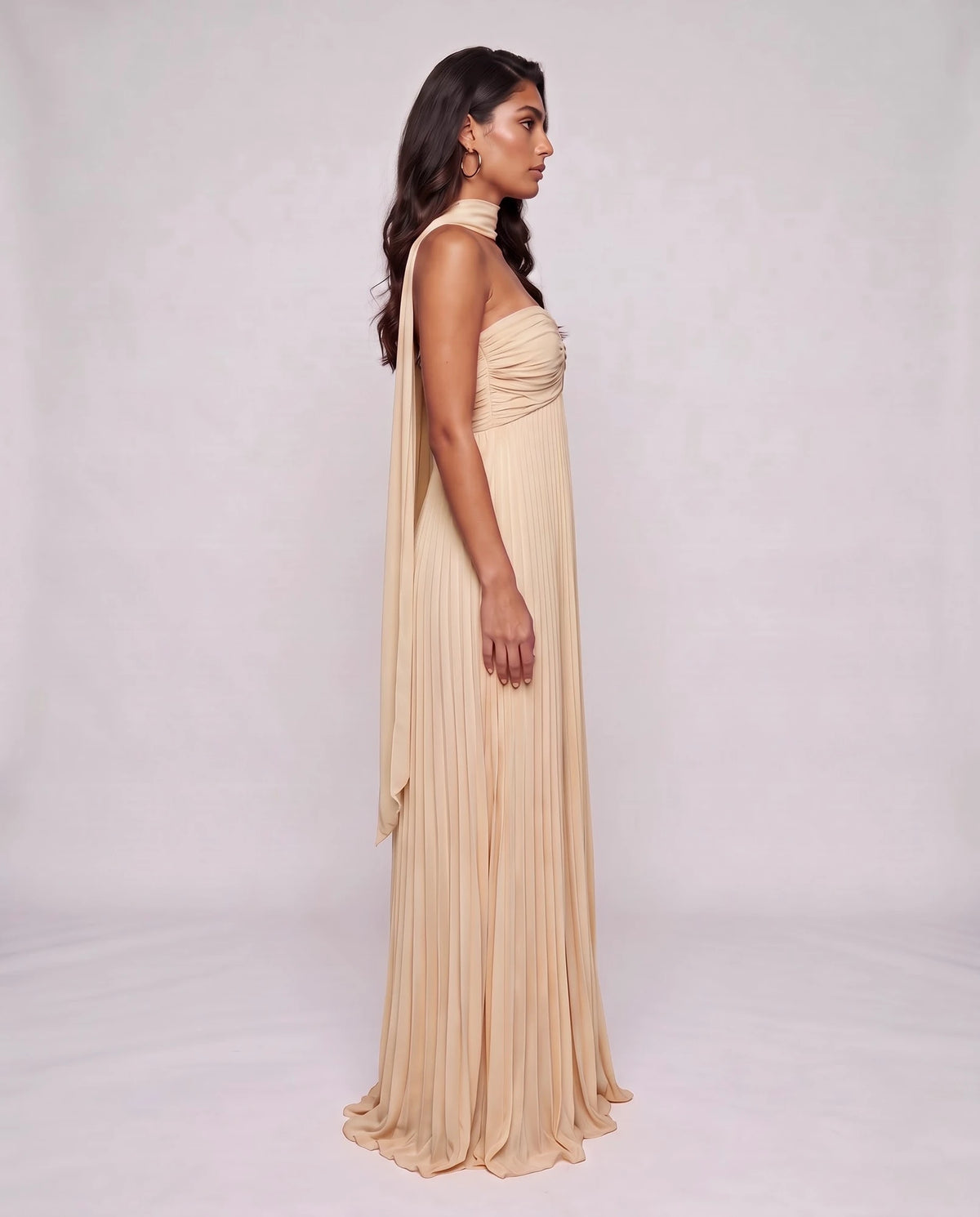Chiffon Strapless Sweetheart Neckline A-Line Maxi Dress with Scarf for Party, Cocktail, Evening, Wedding Guest & Summer Event | SKU: AMD-584729163847251-CHAMPAGNE-L,AMD-584729163847251-CHAMPAGNE-M,AMD-584729163847251-CHAMPAGNE-S,AMD-584729163847251-CHAMPAGNE-XL,AMD-584729163847251-CHAMPAGNE-XS