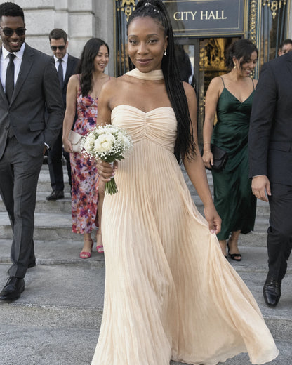 Chiffon Strapless Sweetheart Neckline A-Line Maxi Dress with Scarf for Party, Cocktail, Evening, Wedding Guest & Summer Event | SKU: AMD-584729163847251-CHAMPAGNE-L,AMD-584729163847251-CHAMPAGNE-M,AMD-584729163847251-CHAMPAGNE-S,AMD-584729163847251-CHAMPAGNE-XL,AMD-584729163847251-CHAMPAGNE-XS