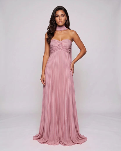Chiffon Strapless Sweetheart Neckline A-Line Maxi Dress with Scarf for Party, Cocktail, Evening, Wedding Guest & Summer Event | SKU: AMD-584729163847251-DUSTYROSE-L,AMD-584729163847251-DUSTYROSE-M,AMD-584729163847251-DUSTYROSE-S,AMD-584729163847251-DUSTYROSE-XL,AMD-584729163847251-DUSTYROSE-XS