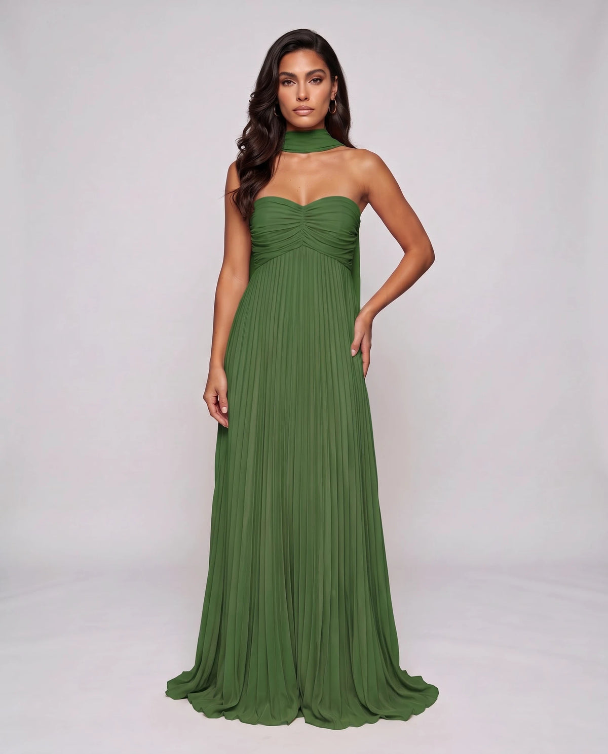 Chiffon Strapless Sweetheart Neckline A-Line Maxi Dress with Scarf for Party, Cocktail, Evening, Wedding Guest & Summer Event | SKU: AMD-584729163847251-EMERALD-L,AMD-584729163847251-EMERALD-M,AMD-584729163847251-EMERALD-S,AMD-584729163847251-EMERALD-XL,AMD-584729163847251-EMERALD-XS