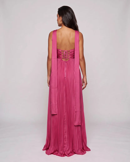 Chiffon Strapless Sweetheart Neckline A-Line Maxi Dress with Scarf for Party, Cocktail, Evening, Wedding Guest & Summer Event | SKU: AMD-584729163847251-FUCHSIA-L,AMD-584729163847251-FUCHSIA-M,AMD-584729163847251-FUCHSIA-S,AMD-584729163847251-FUCHSIA-XL,AMD-584729163847251-FUCHSIA-XS