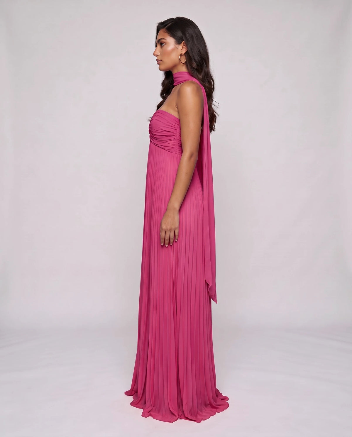 Chiffon Strapless Sweetheart Neckline A-Line Maxi Dress with Scarf for Party, Cocktail, Evening, Wedding Guest & Summer Event | SKU: AMD-584729163847251-FUCHSIA-L,AMD-584729163847251-FUCHSIA-M,AMD-584729163847251-FUCHSIA-S,AMD-584729163847251-FUCHSIA-XL,AMD-584729163847251-FUCHSIA-XS