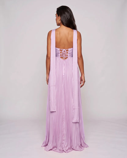 Chiffon Strapless Sweetheart Neckline A-Line Maxi Dress with Scarf for Party, Cocktail, Evening, Wedding Guest & Summer Event | SKU: AMD-584729163847251-LILAC-L,AMD-584729163847251-LILAC-M,AMD-584729163847251-LILAC-S,AMD-584729163847251-LILAC-XL,AMD-584729163847251-LILAC-XS