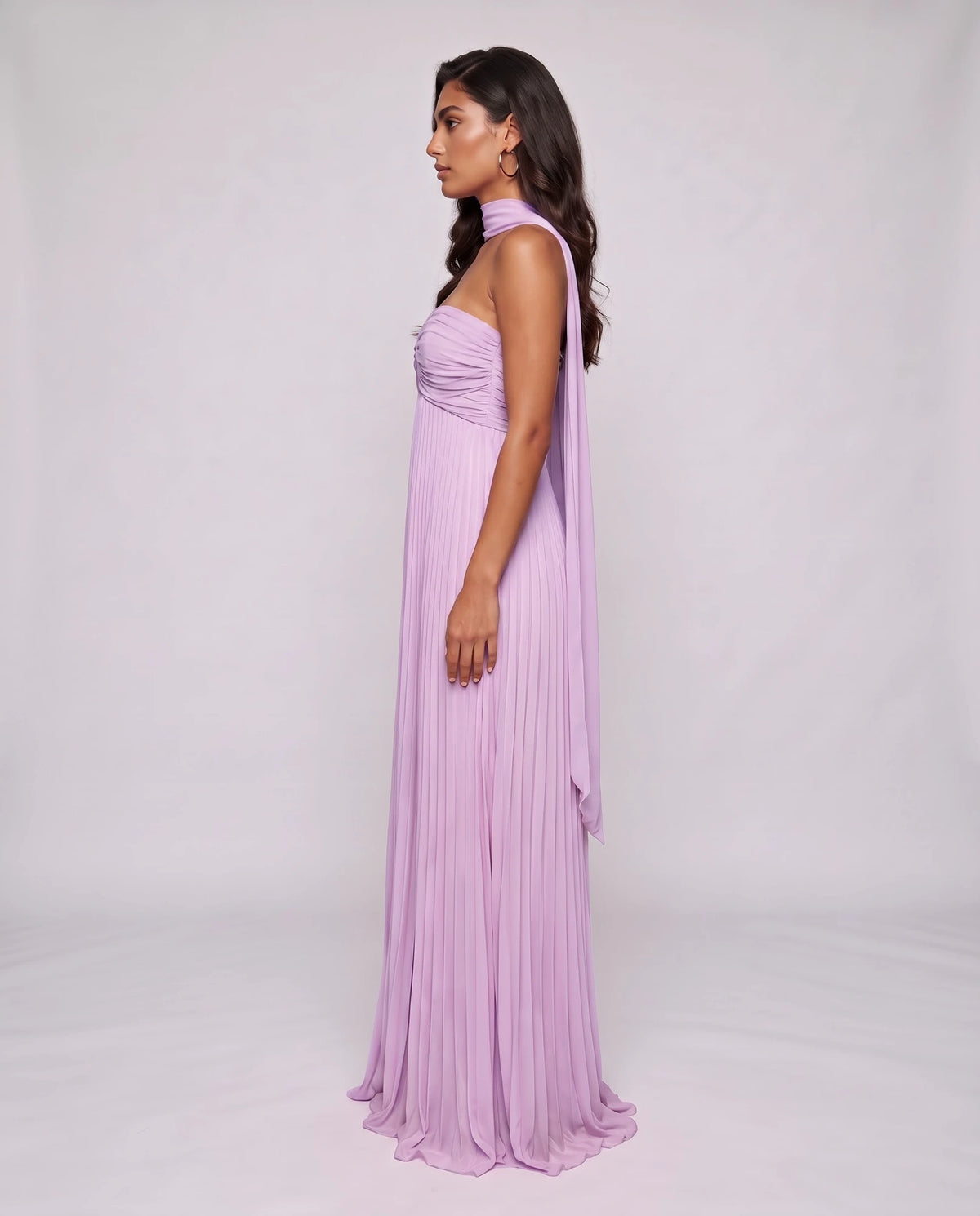 Chiffon Strapless Sweetheart Neckline A-Line Maxi Dress with Scarf for Party, Cocktail, Evening, Wedding Guest & Summer Event | SKU: AMD-584729163847251-LILAC-L,AMD-584729163847251-LILAC-M,AMD-584729163847251-LILAC-S,AMD-584729163847251-LILAC-XL,AMD-584729163847251-LILAC-XS