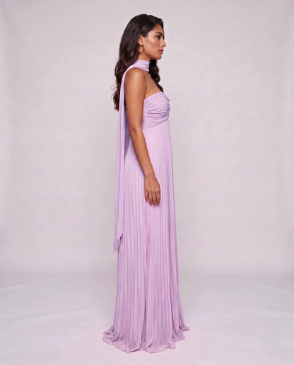 Chiffon Strapless Sweetheart Neckline A-Line Maxi Dress with Scarf for Party, Cocktail, Evening, Wedding Guest & Summer Event | SKU: AMD-584729163847251-LILAC-L,AMD-584729163847251-LILAC-M,AMD-584729163847251-LILAC-S,AMD-584729163847251-LILAC-XL,AMD-584729163847251-LILAC-XS