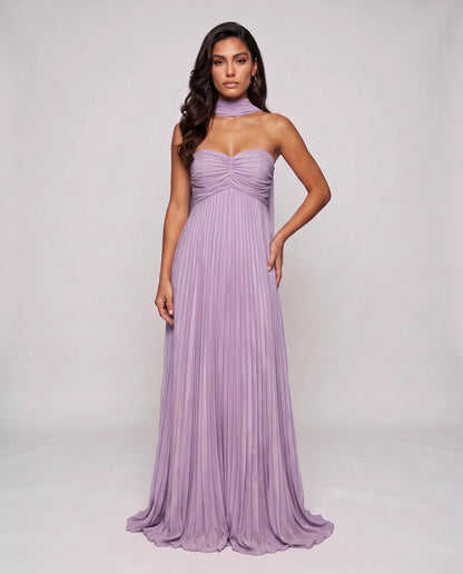Chiffon Strapless Sweetheart Neckline A-Line Maxi Dress with Scarf for Party, Cocktail, Evening, Wedding Guest & Summer Event | SKU: AMD-584729163847251-PURPLE-L,AMD-584729163847251-PURPLE-M,AMD-584729163847251-PURPLE-S,AMD-584729163847251-PURPLE-XL,AMD-584729163847251-PURPLE-XS