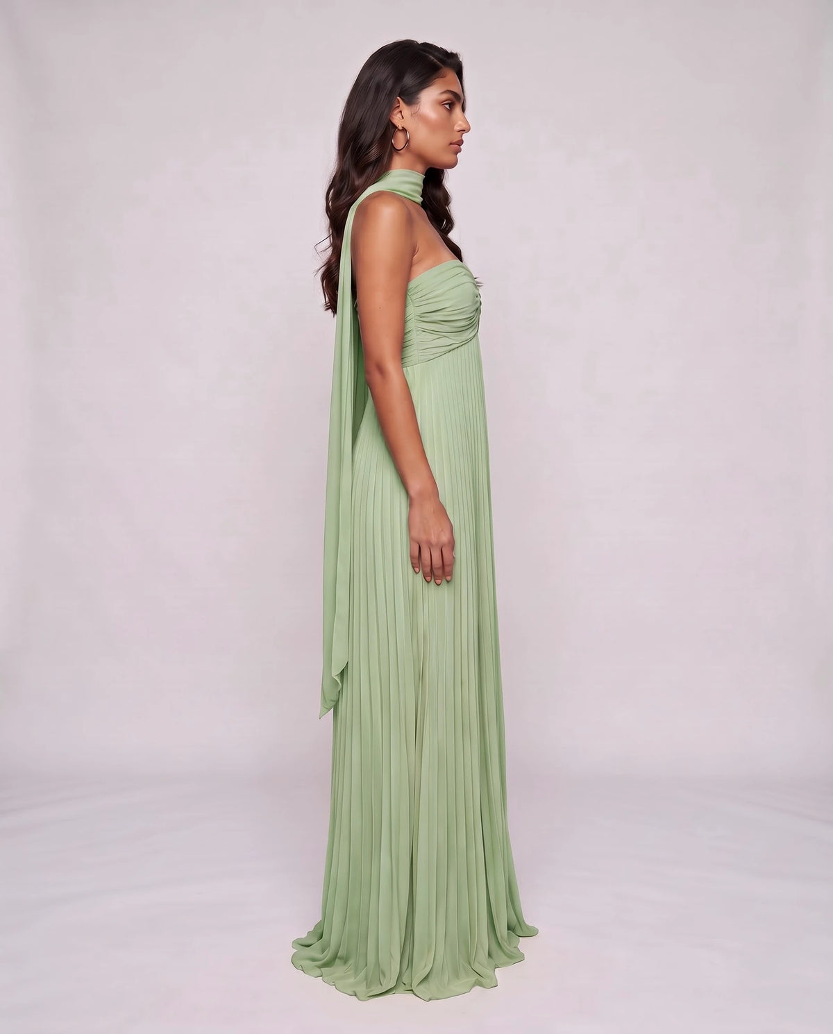 Chiffon Strapless Sweetheart Neckline A-Line Maxi Dress with Scarf for Party, Cocktail, Evening, Wedding Guest & Summer Event | SKU: AMD-584729163847251-SAGE-L,AMD-584729163847251-SAGE-M,AMD-584729163847251-SAGE-S,AMD-584729163847251-SAGE-XL,AMD-584729163847251-SAGE-XS