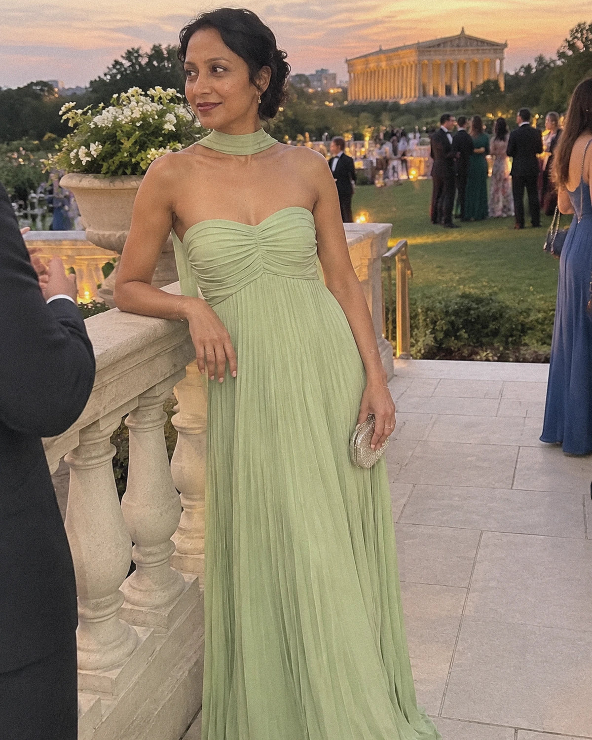 Chiffon Strapless Sweetheart Neckline A-Line Maxi Dress with Scarf for Party, Cocktail, Evening, Wedding Guest & Summer Event | SKU: AMD-584729163847251-SAGE-L,AMD-584729163847251-SAGE-M,AMD-584729163847251-SAGE-S,AMD-584729163847251-SAGE-XL,AMD-584729163847251-SAGE-XS