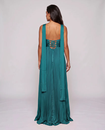 Chiffon Strapless Sweetheart Neckline A-Line Maxi Dress with Scarf for Party, Cocktail, Evening, Wedding Guest & Summer Event | SKU: AMD-584729163847251-TEAL-L,AMD-584729163847251-TEAL-M,AMD-584729163847251-TEAL-S,AMD-584729163847251-TEAL-XL,AMD-584729163847251-TEAL-XS