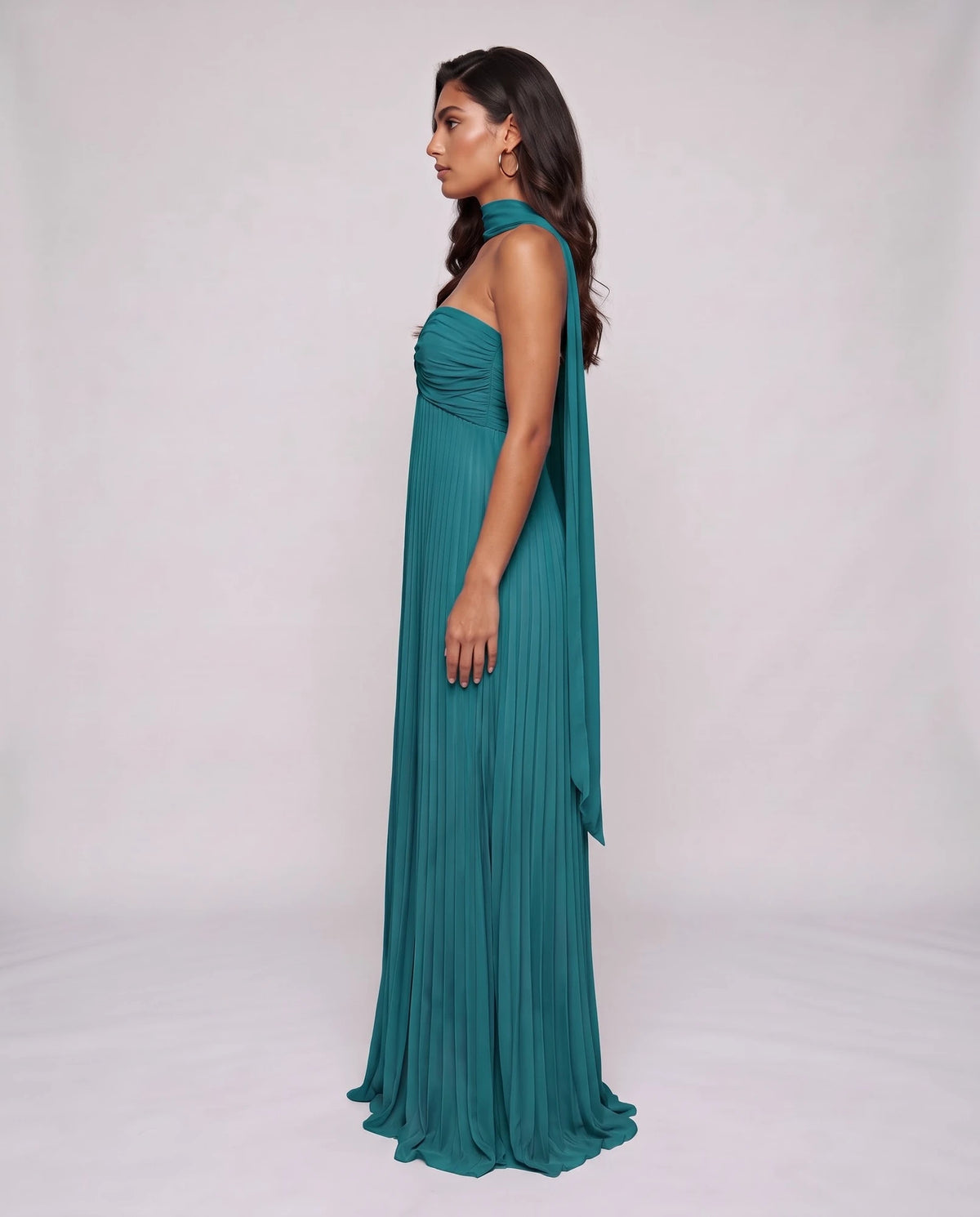Chiffon Strapless Sweetheart Neckline A-Line Maxi Dress with Scarf for Party, Cocktail, Evening, Wedding Guest & Summer Event | SKU: AMD-584729163847251-TEAL-L,AMD-584729163847251-TEAL-M,AMD-584729163847251-TEAL-S,AMD-584729163847251-TEAL-XL,AMD-584729163847251-TEAL-XS