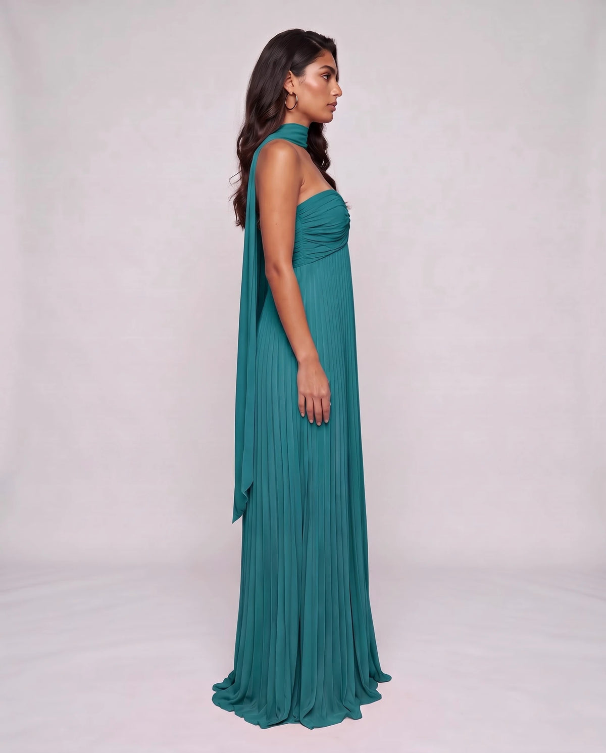 Chiffon Strapless Sweetheart Neckline A-Line Maxi Dress with Scarf for Party, Cocktail, Evening, Wedding Guest & Summer Event | SKU: AMD-584729163847251-TEAL-L,AMD-584729163847251-TEAL-M,AMD-584729163847251-TEAL-S,AMD-584729163847251-TEAL-XL,AMD-584729163847251-TEAL-XS