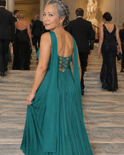 Chiffon Strapless Sweetheart Neckline A-Line Maxi Dress with Scarf for Party, Cocktail, Evening, Wedding Guest & Summer Event | SKU: AMD-584729163847251-TEAL-L,AMD-584729163847251-TEAL-M,AMD-584729163847251-TEAL-S,AMD-584729163847251-TEAL-XL,AMD-584729163847251-TEAL-XS