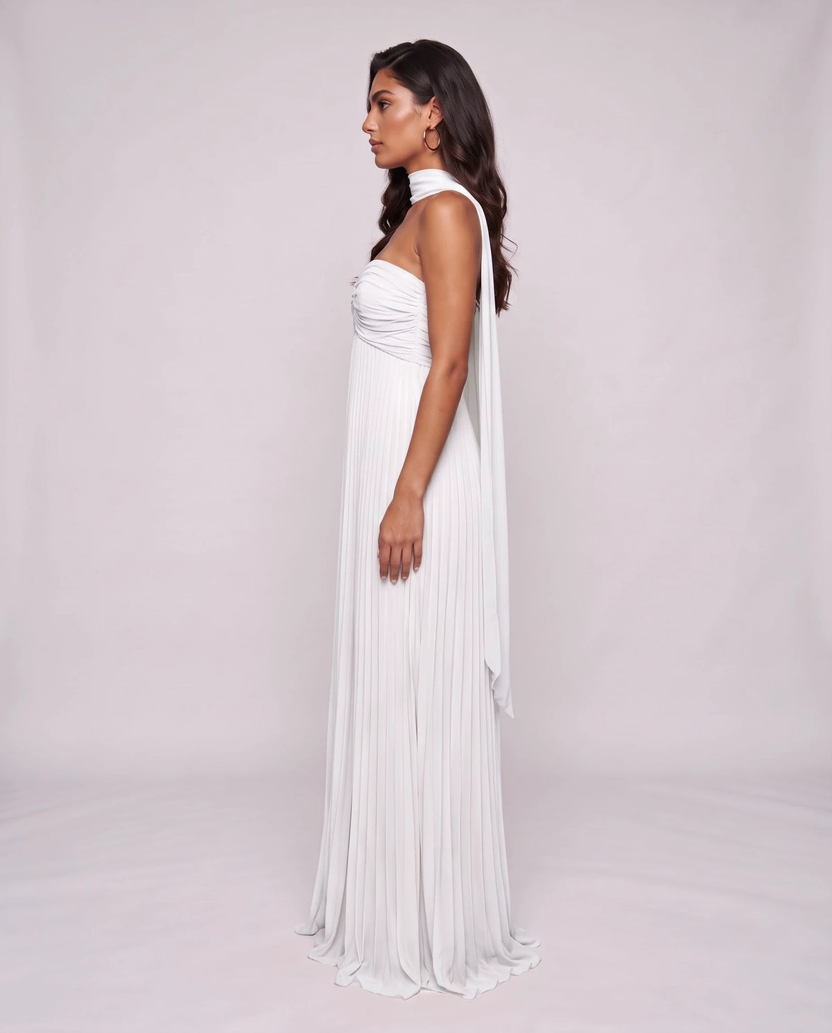 Chiffon Strapless Sweetheart Neckline A-Line Maxi Dress with Scarf for Party, Cocktail, Evening, Wedding Guest & Summer Event | SKU: AMD-584729163847251-WHITE-L,AMD-584729163847251-WHITE-M,AMD-584729163847251-WHITE-S,AMD-584729163847251-WHITE-XL,AMD-584729163847251-WHITE-XS
