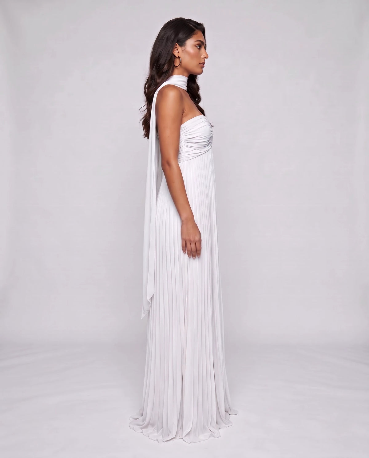Chiffon Strapless Sweetheart Neckline A-Line Maxi Dress with Scarf for Party, Cocktail, Evening, Wedding Guest & Summer Event | SKU: AMD-584729163847251-WHITE-L,AMD-584729163847251-WHITE-M,AMD-584729163847251-WHITE-S,AMD-584729163847251-WHITE-XL,AMD-584729163847251-WHITE-XS