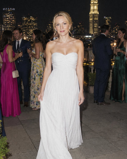 Chiffon Strapless Sweetheart Neckline A-Line Maxi Dress with Scarf for Party, Cocktail, Evening, Wedding Guest & Summer Event | SKU: AMD-584729163847251-WHITE-L,AMD-584729163847251-WHITE-M,AMD-584729163847251-WHITE-S,AMD-584729163847251-WHITE-XL,AMD-584729163847251-WHITE-XS