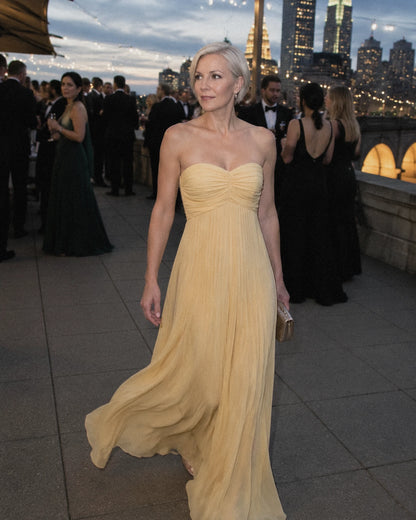 Chiffon Strapless Sweetheart Neckline A-Line Maxi Dress with Scarf for Party, Cocktail, Evening, Wedding Guest & Summer Event | SKU: AMD-584729163847251-YELLOW-L,AMD-584729163847251-YELLOW-M,AMD-584729163847251-YELLOW-S,AMD-584729163847251-YELLOW-XL,AMD-584729163847251-YELLOW-XS