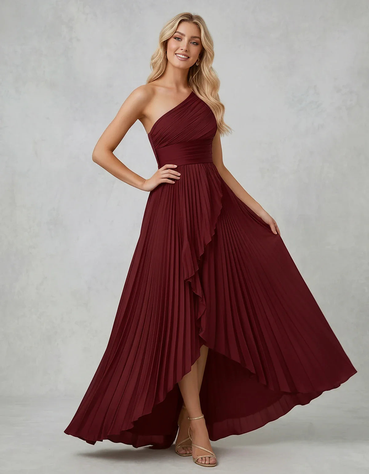 Chiffon Sleeveless One-Shoulder A-Line Maxi Dress for Party, Cocktail, Evening, Wedding Guest, Bridesmaid & Summer Events, fr | SKU: AMD-583920174618452-BLACK-L,AMD-583920174618452-BLACK-M,AMD-583920174618452-BLACK-S,AMD-583920174618452-BLACK-XL,AMD-583920174618452-BLACK-XS