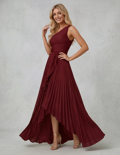 Chiffon Sleeveless One-Shoulder A-Line Maxi Dress for Party, Cocktail, Evening, Wedding Guest, Bridesmaid & Summer Events, fr | SKU: AMD-583920174618452-BLACK-L,AMD-583920174618452-BLACK-M,AMD-583920174618452-BLACK-S,AMD-583920174618452-BLACK-XL,AMD-583920174618452-BLACK-XS