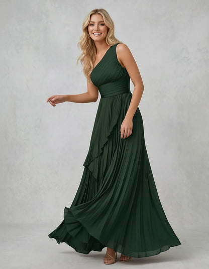 Chiffon Sleeveless One-Shoulder A-Line Maxi Dress for Party, Cocktail, Evening, Wedding Guest, Bridesmaid & Summer Events, fr | SKU: AMD-583920174618452-EMERALD-L,AMD-583920174618452-EMERALD-M,AMD-583920174618452-EMERALD-S,AMD-583920174618452-EMERALD-XL,AMD-583920174618452-EMERALD-XS