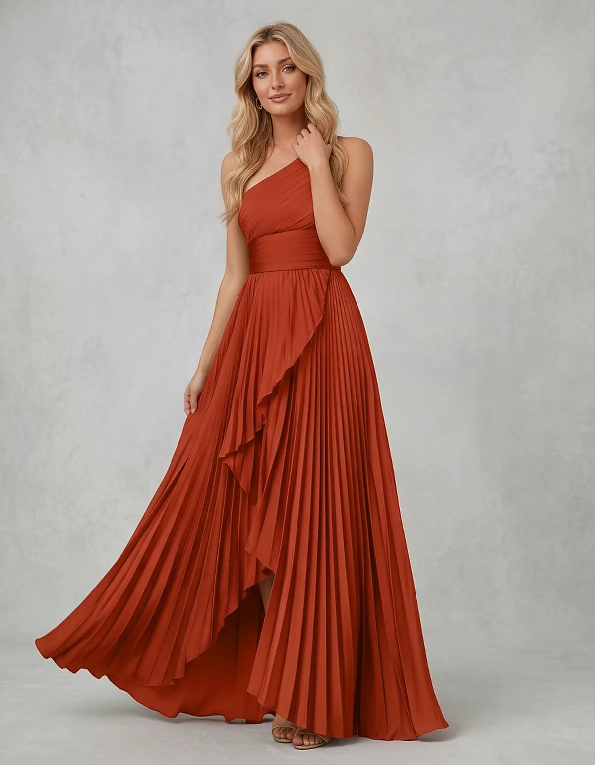 Chiffon Sleeveless One-Shoulder A-Line Maxi Dress for Party, Cocktail, Evening, Wedding Guest, Bridesmaid & Summer Events, fr | SKU: AMD-583920174618452-BURNTORANGE-L,AMD-583920174618452-BURNTORANGE-M,AMD-583920174618452-BURNTORANGE-S,AMD-583920174618452-BURNTORANGE-XL,AMD-583920174618452-BURNTORANGE-XS