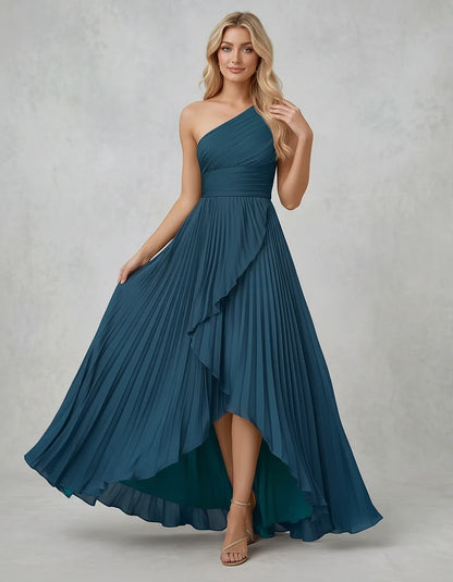 Chiffon Sleeveless One-Shoulder A-Line Maxi Dress for Party, Cocktail, Evening, Wedding Guest, Bridesmaid & Summer Events, fr | SKU: AMD-583920174618452-TEAL-L,AMD-583920174618452-TEAL-M,AMD-583920174618452-TEAL-S,AMD-583920174618452-TEAL-XL,AMD-583920174618452-TEAL-XS