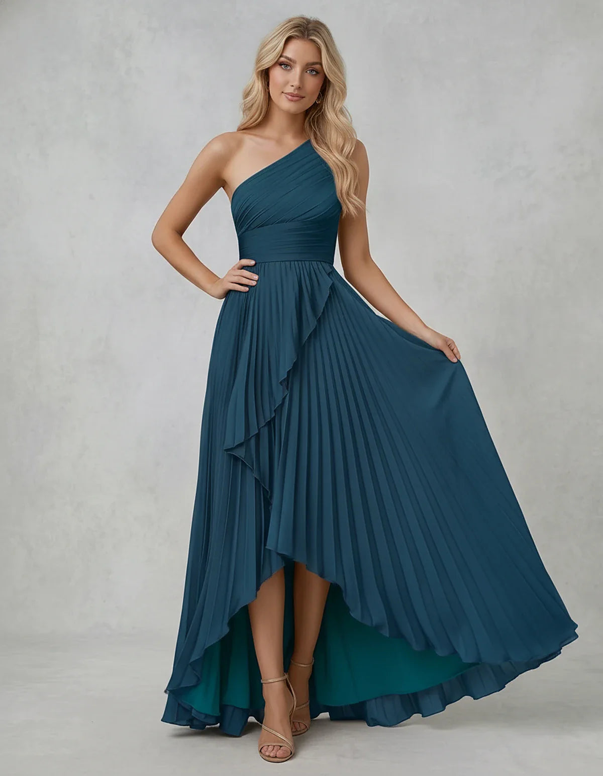 Chiffon Sleeveless One-Shoulder A-Line Maxi Dress for Party, Cocktail, Evening, Wedding Guest, Bridesmaid & Summer Events, fr | SKU: AMD-583920174618452-TEAL-L,AMD-583920174618452-TEAL-M,AMD-583920174618452-TEAL-S,AMD-583920174618452-TEAL-XL,AMD-583920174618452-TEAL-XS