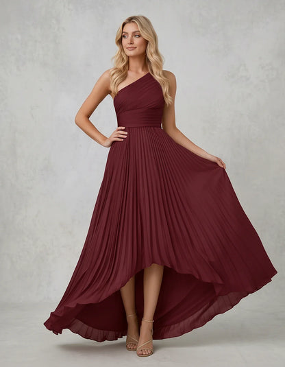 Chiffon Sleeveless One-Shoulder A-Line Maxi Dress for Party, Cocktail, Evening, Wedding Guest, Bridesmaid & Summer Events, fr | SKU: AMD-583920174618452-BURGUNDY-L,AMD-583920174618452-BURGUNDY-M,AMD-583920174618452-BURGUNDY-S,AMD-583920174618452-BURGUNDY-XL,AMD-583920174618452-BURGUNDY-XS