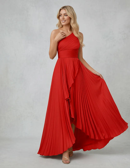 Chiffon Sleeveless One-Shoulder A-Line Maxi Dress for Party, Cocktail, Evening, Wedding Guest, Bridesmaid & Summer Events, fr | SKU: AMD-583920174618452-RED-L,AMD-583920174618452-RED-M,AMD-583920174618452-RED-S,AMD-583920174618452-RED-XL,AMD-583920174618452-RED-XS