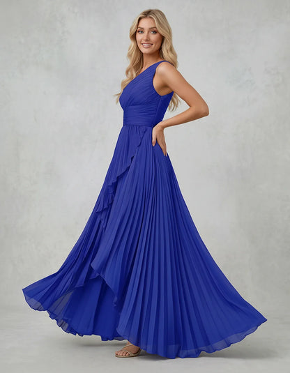Chiffon Sleeveless One-Shoulder A-Line Maxi Dress for Party, Cocktail, Evening, Wedding Guest, Bridesmaid & Summer Events, si | SKU: AMD-583920174618452-ROYALBLUE-L,AMD-583920174618452-ROYALBLUE-M,AMD-583920174618452-ROYALBLUE-S,AMD-583920174618452-ROYALBLUE-XL,AMD-583920174618452-ROYALBLUE-XS