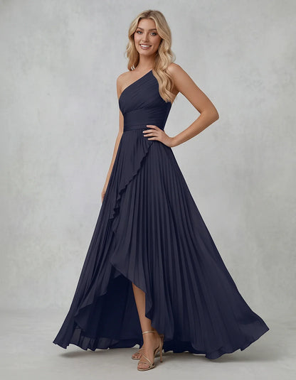 Chiffon Sleeveless One-Shoulder A-Line Maxi Dress for Party, Cocktail, Evening, Wedding Guest, Bridesmaid & Summer Events, fr | SKU: AMD-583920174618452-NAVY-L,AMD-583920174618452-NAVY-M,AMD-583920174618452-NAVY-S,AMD-583920174618452-NAVY-XL,AMD-583920174618452-NAVY-XS