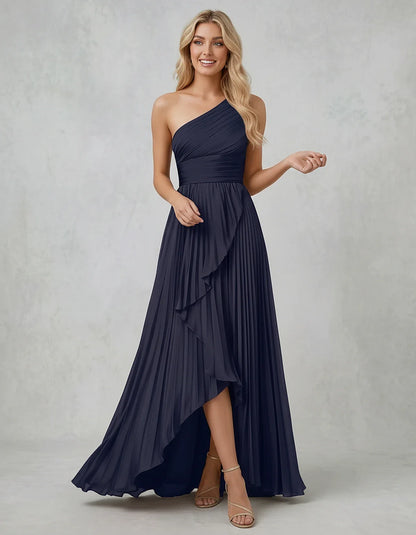 Chiffon Sleeveless One-Shoulder A-Line Maxi Dress for Party, Cocktail, Evening, Wedding Guest, Bridesmaid & Summer Events, fr | SKU: AMD-583920174618452-NAVY-L,AMD-583920174618452-NAVY-M,AMD-583920174618452-NAVY-S,AMD-583920174618452-NAVY-XL,AMD-583920174618452-NAVY-XS