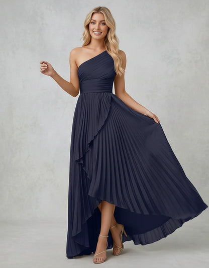 Chiffon Sleeveless One-Shoulder A-Line Maxi Dress for Party, Cocktail, Evening, Wedding Guest, Bridesmaid & Summer Events, fr | SKU: AMD-583920174618452-NAVY-L,AMD-583920174618452-NAVY-M,AMD-583920174618452-NAVY-S,AMD-583920174618452-NAVY-XL,AMD-583920174618452-NAVY-XS