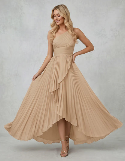 Chiffon Sleeveless One-Shoulder A-Line Maxi Dress for Party, Cocktail, Evening, Wedding Guest, Bridesmaid & Summer Events, fr | SKU: AMD-583920174618452-BEIGE-L,AMD-583920174618452-BEIGE-M,AMD-583920174618452-BEIGE-S,AMD-583920174618452-BEIGE-XL,AMD-583920174618452-BEIGE-XS