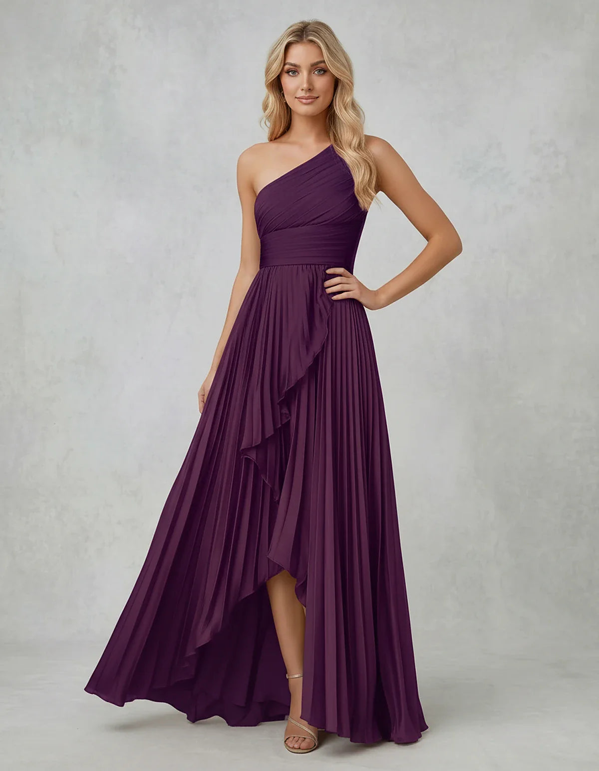 Chiffon Sleeveless One-Shoulder A-Line Maxi Dress for Party, Cocktail, Evening, Wedding Guest, Bridesmaid & Summer Events, fr | SKU: AMD-583920174618452-PURPLE-L,AMD-583920174618452-PURPLE-M,AMD-583920174618452-PURPLE-S,AMD-583920174618452-PURPLE-XL,AMD-583920174618452-PURPLE-XS
