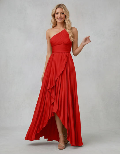 Chiffon Sleeveless One-Shoulder A-Line Maxi Dress for Party, Cocktail, Evening, Wedding Guest, Bridesmaid & Summer Events, fr | SKU: AMD-583920174618452-RED-L,AMD-583920174618452-RED-M,AMD-583920174618452-RED-S,AMD-583920174618452-RED-XL,AMD-583920174618452-RED-XS
