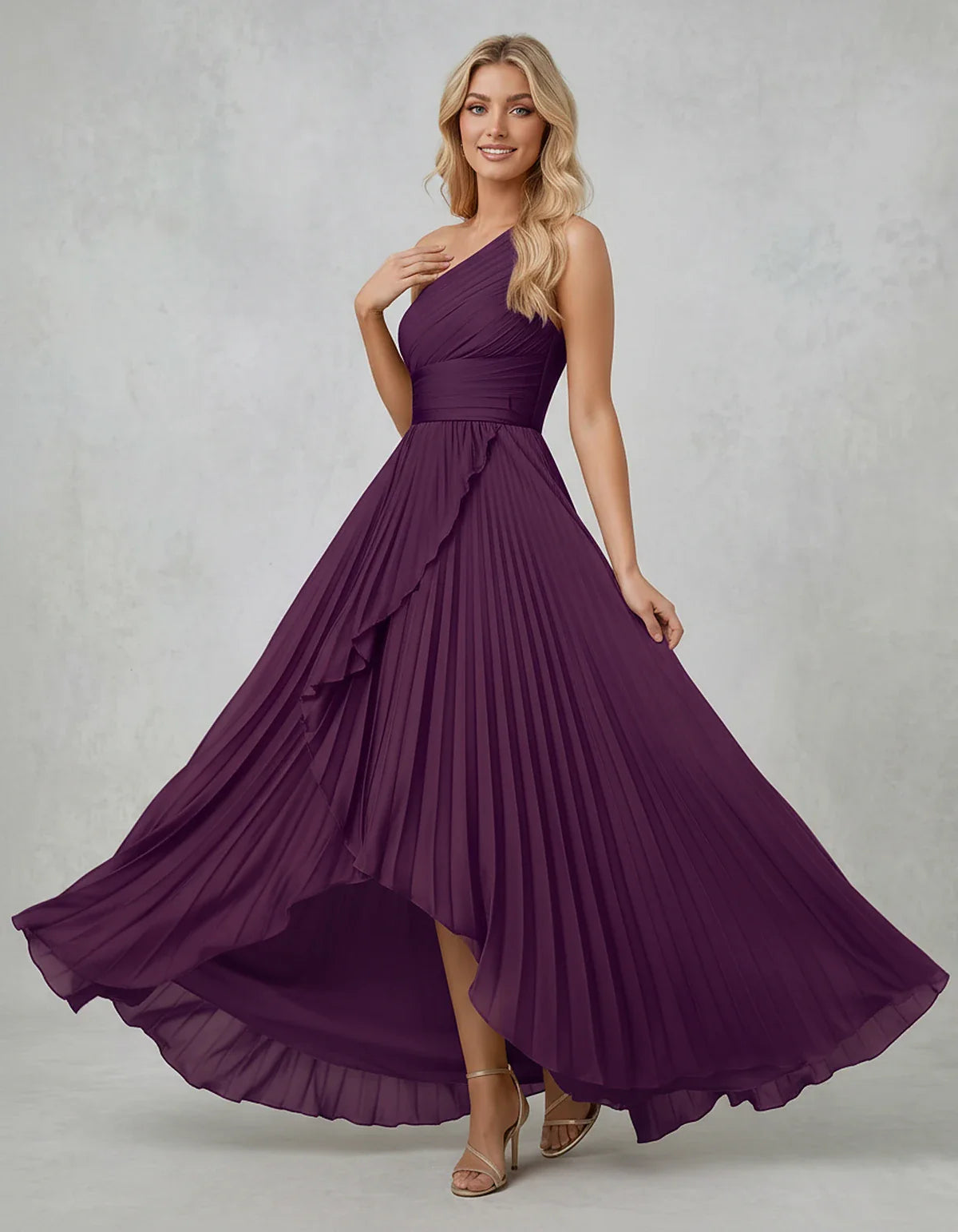 Chiffon Sleeveless One-Shoulder A-Line Maxi Dress for Party, Cocktail, Evening, Wedding Guest, Bridesmaid & Summer Events, fr | SKU: AMD-583920174618452-PURPLE-L,AMD-583920174618452-PURPLE-M,AMD-583920174618452-PURPLE-S,AMD-583920174618452-PURPLE-XL,AMD-583920174618452-PURPLE-XS