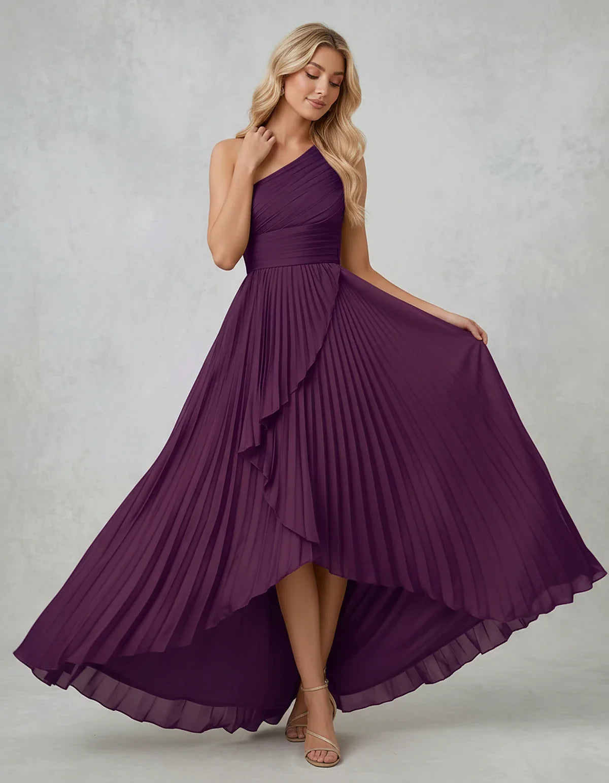 Chiffon Sleeveless One-Shoulder A-Line Maxi Dress for Party, Cocktail, Evening, Wedding Guest, Bridesmaid & Summer Events, fr | SKU: AMD-583920174618452-PURPLE-L,AMD-583920174618452-PURPLE-M,AMD-583920174618452-PURPLE-S,AMD-583920174618452-PURPLE-XL,AMD-583920174618452-PURPLE-XS