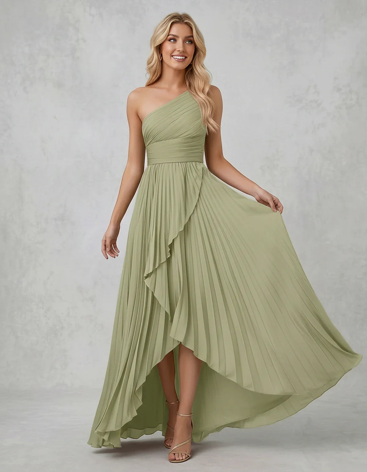 Chiffon Sleeveless One-Shoulder A-Line Maxi Dress for Party, Cocktail, Evening, Wedding Guest, Bridesmaid & Summer Events, fr | SKU: AMD-583920174618452-SAGE-L,AMD-583920174618452-SAGE-M,AMD-583920174618452-SAGE-S,AMD-583920174618452-SAGE-XL,AMD-583920174618452-SAGE-XS