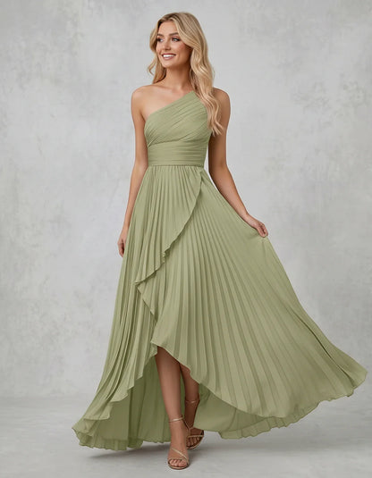 Chiffon Sleeveless One-Shoulder A-Line Maxi Dress for Party, Cocktail, Evening, Wedding Guest, Bridesmaid & Summer Events, fr | SKU: AMD-583920174618452-SAGE-L,AMD-583920174618452-SAGE-M,AMD-583920174618452-SAGE-S,AMD-583920174618452-SAGE-XL,AMD-583920174618452-SAGE-XS