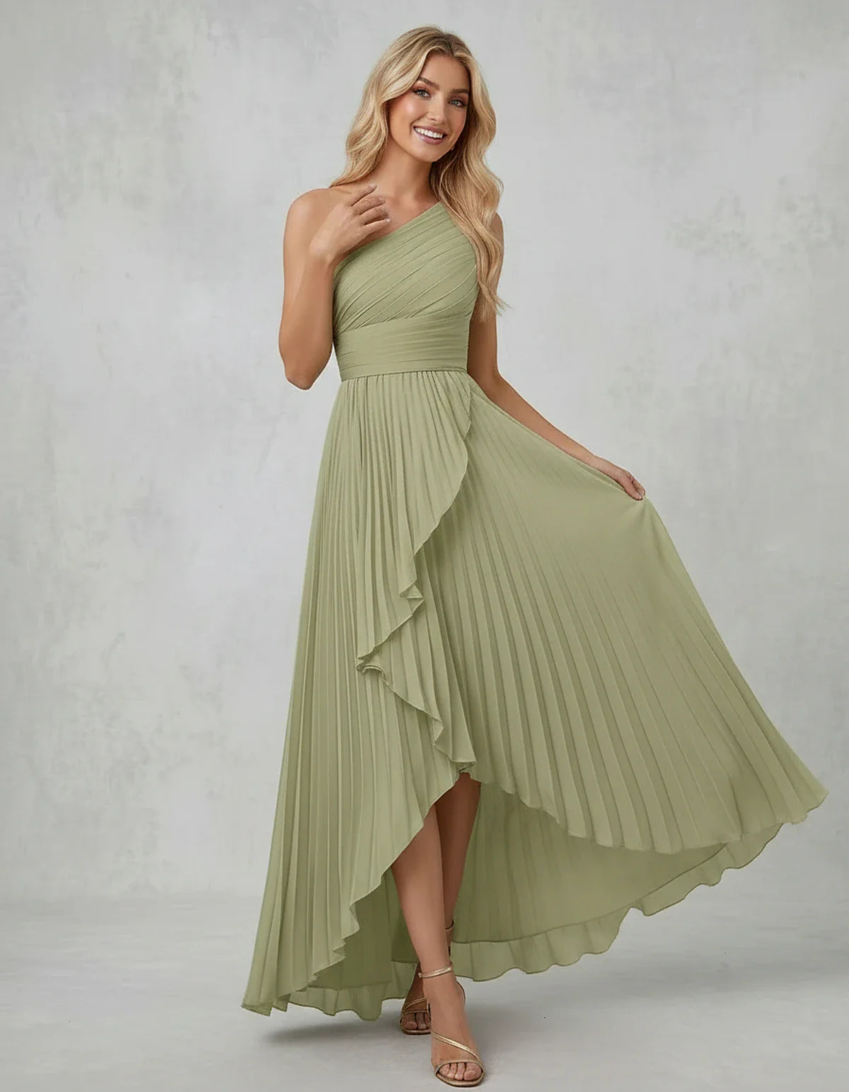 Chiffon Sleeveless One-Shoulder A-Line Maxi Dress for Party, Cocktail, Evening, Wedding Guest, Bridesmaid & Summer Events, fr | SKU: AMD-583920174618452-SAGE-L,AMD-583920174618452-SAGE-M,AMD-583920174618452-SAGE-S,AMD-583920174618452-SAGE-XL,AMD-583920174618452-SAGE-XS
