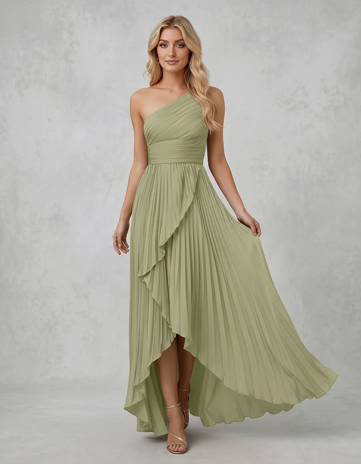 Chiffon Sleeveless One-Shoulder A-Line Maxi Dress for Party, Cocktail, Evening, Wedding Guest, Bridesmaid & Summer Events, fr | SKU: AMD-583920174618452-SAGE-L,AMD-583920174618452-SAGE-M,AMD-583920174618452-SAGE-S,AMD-583920174618452-SAGE-XL,AMD-583920174618452-SAGE-XS