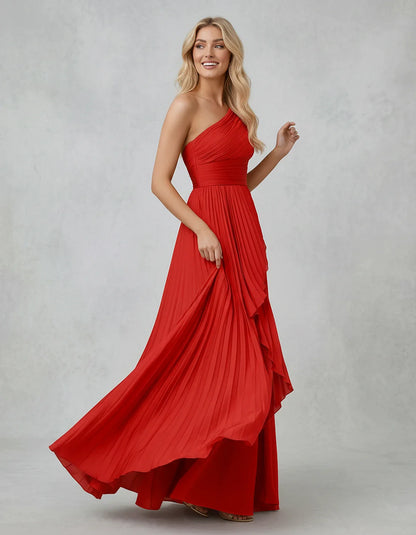 Chiffon Sleeveless One-Shoulder A-Line Maxi Dress for Party, Cocktail, Evening, Wedding Guest, Bridesmaid & Summer Events, fr | SKU: AMD-583920174618452-RED-L,AMD-583920174618452-RED-M,AMD-583920174618452-RED-S,AMD-583920174618452-RED-XL,AMD-583920174618452-RED-XS