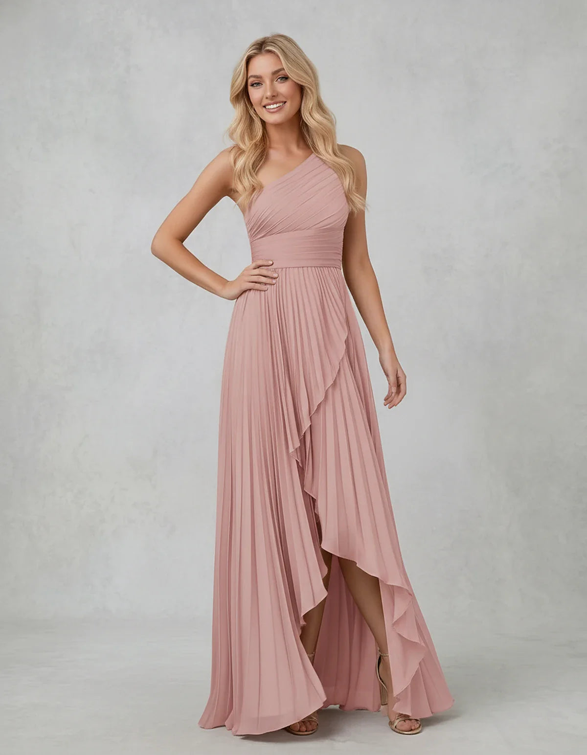 Chiffon Sleeveless One-Shoulder A-Line Maxi Dress for Party, Cocktail, Evening, Wedding Guest, Bridesmaid & Summer Events, fr | SKU: AMD-583920174618452-DUSTYROSE-L,AMD-583920174618452-DUSTYROSE-M,AMD-583920174618452-DUSTYROSE-S,AMD-583920174618452-DUSTYROSE-XL,AMD-583920174618452-DUSTYROSE-XS