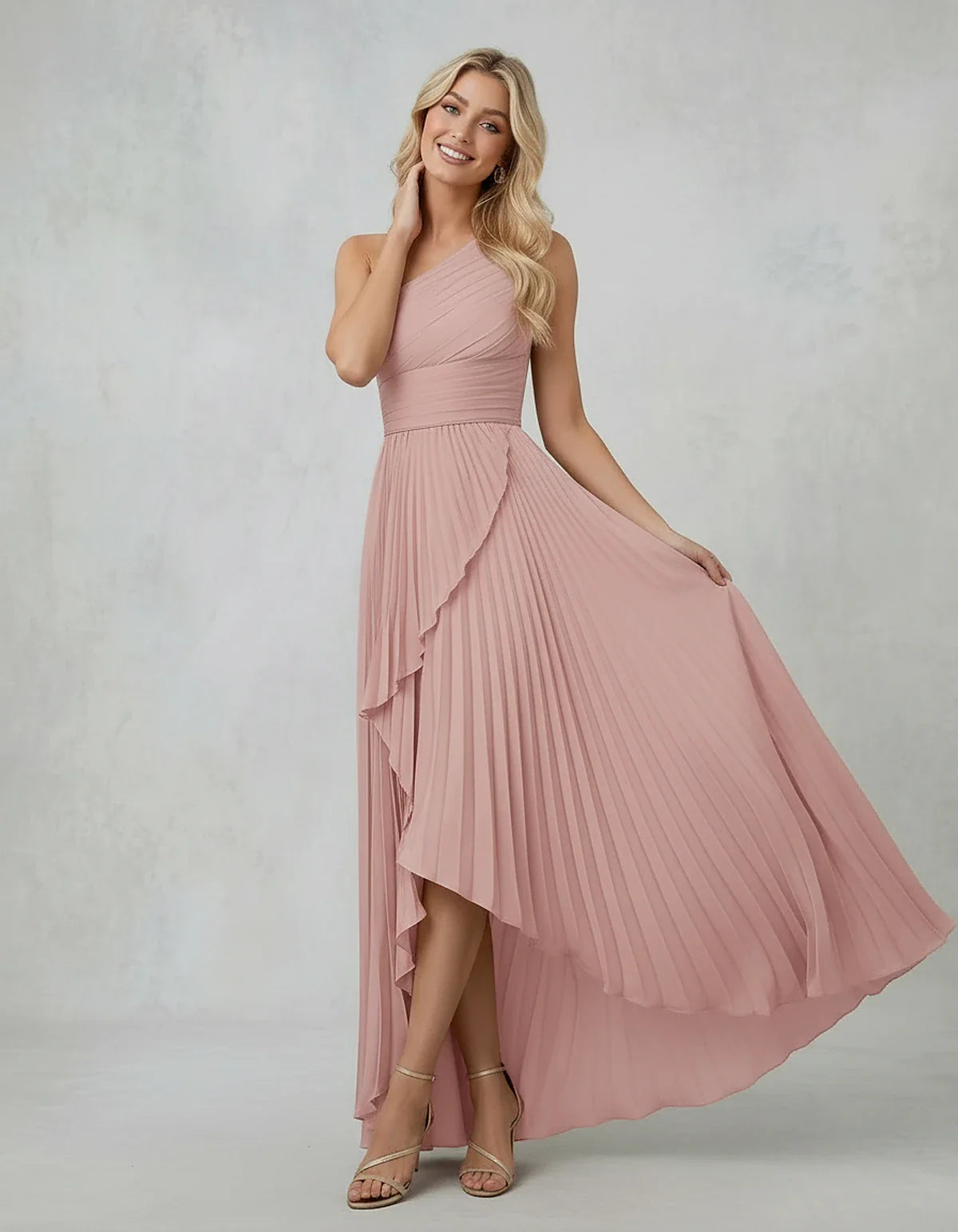 Chiffon Sleeveless One-Shoulder A-Line Maxi Dress for Party, Cocktail, Evening, Wedding Guest, Bridesmaid & Summer Events, fr | SKU: AMD-583920174618452-DUSTYROSE-L,AMD-583920174618452-DUSTYROSE-M,AMD-583920174618452-DUSTYROSE-S,AMD-583920174618452-DUSTYROSE-XL,AMD-583920174618452-DUSTYROSE-XS