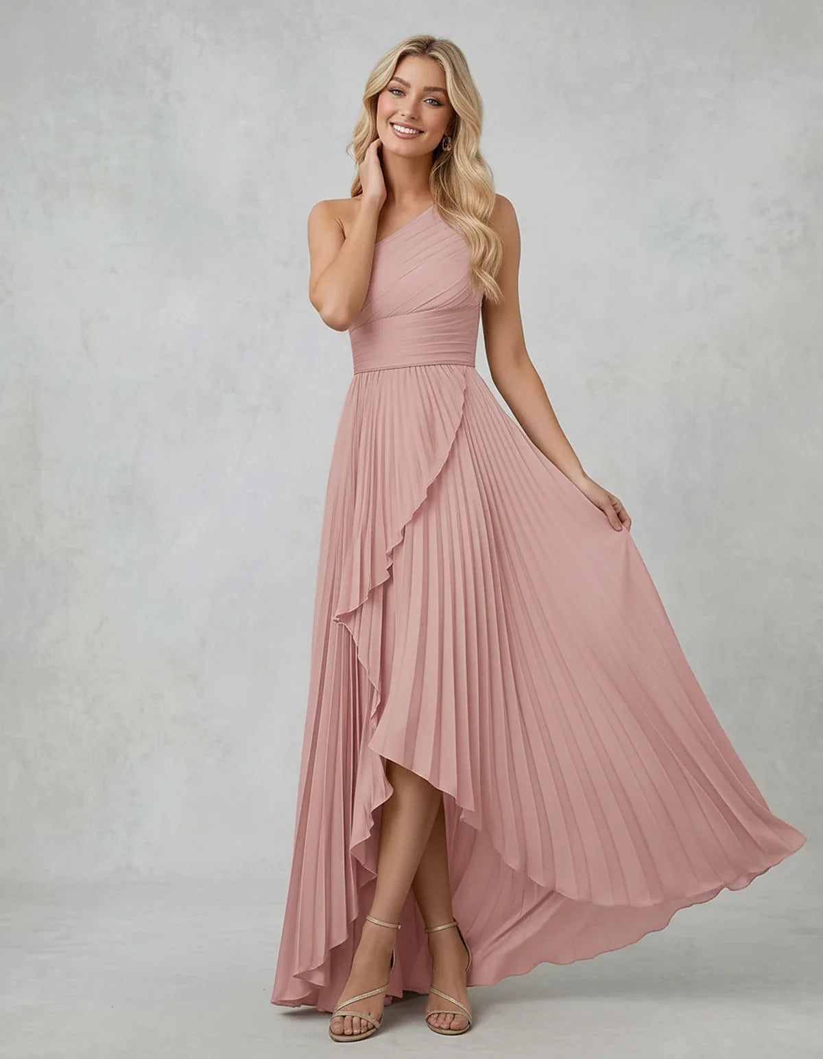 Chiffon Sleeveless One-Shoulder A-Line Maxi Dress for Party, Cocktail, Evening, Wedding Guest, Bridesmaid & Summer Events, fr | SKU: AMD-583920174618452-DUSTYROSE-L,AMD-583920174618452-DUSTYROSE-M,AMD-583920174618452-DUSTYROSE-S,AMD-583920174618452-DUSTYROSE-XL,AMD-583920174618452-DUSTYROSE-XS