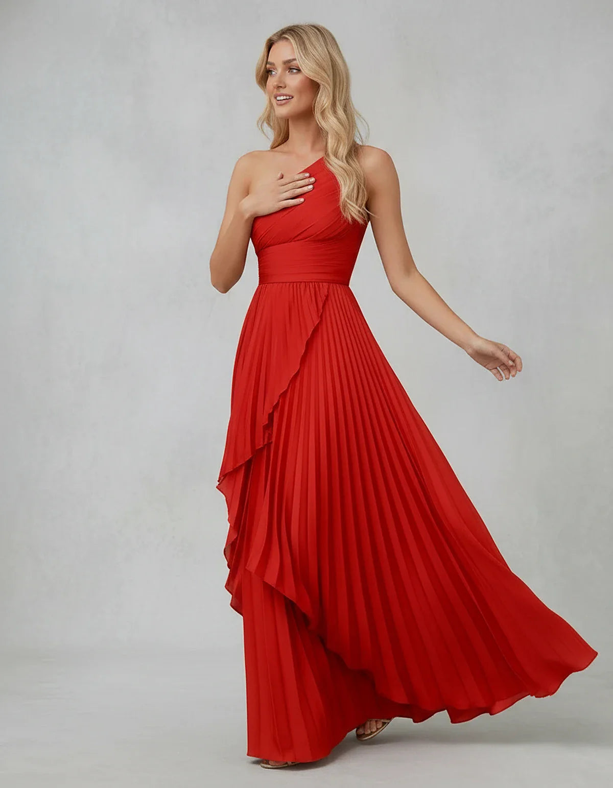 Chiffon Sleeveless One-Shoulder A-Line Maxi Dress for Party, Cocktail, Evening, Wedding Guest, Bridesmaid & Summer Events, fr | SKU: AMD-583920174618452-RED-L,AMD-583920174618452-RED-M,AMD-583920174618452-RED-S,AMD-583920174618452-RED-XL,AMD-583920174618452-RED-XS