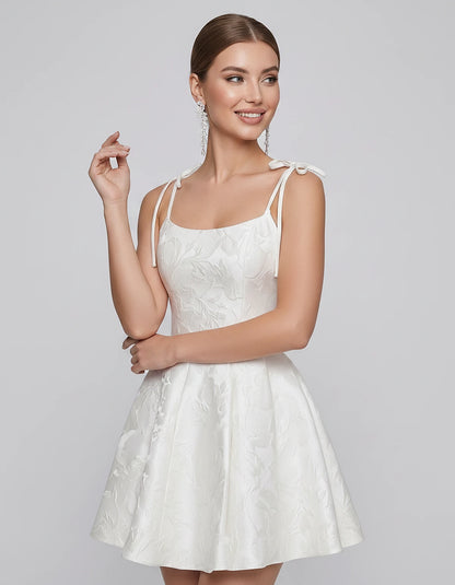 Polyester Satin Jacquard Sleeveless O-Neck Fit and Flare Mini Dress for Party, Cocktail, Evening, Summer & Wedding Guest Even
