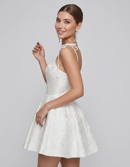 Polyester Satin Jacquard Sleeveless O-Neck Fit and Flare Mini Dress for Party, Cocktail, Evening, Summer & Wedding Guest Even